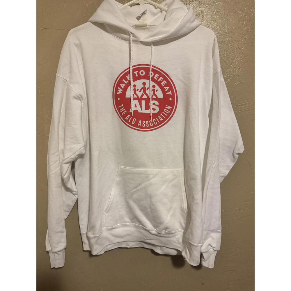 Walk to Defeat ALS White Hanes EcoSmart Hoodie - Size Large